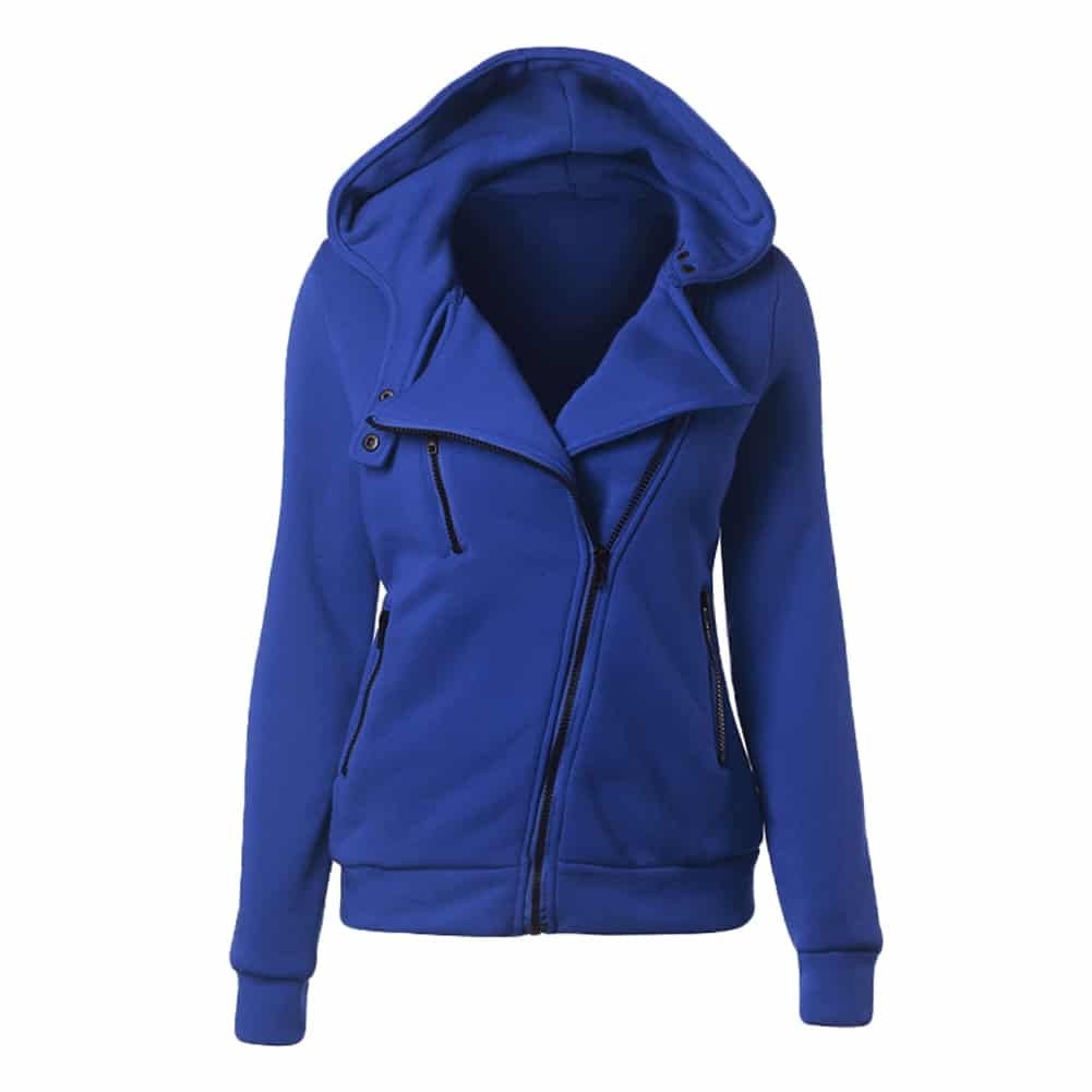 Women's Long Sleeve Sport Hoodie with Zipper - Blue Force Sports