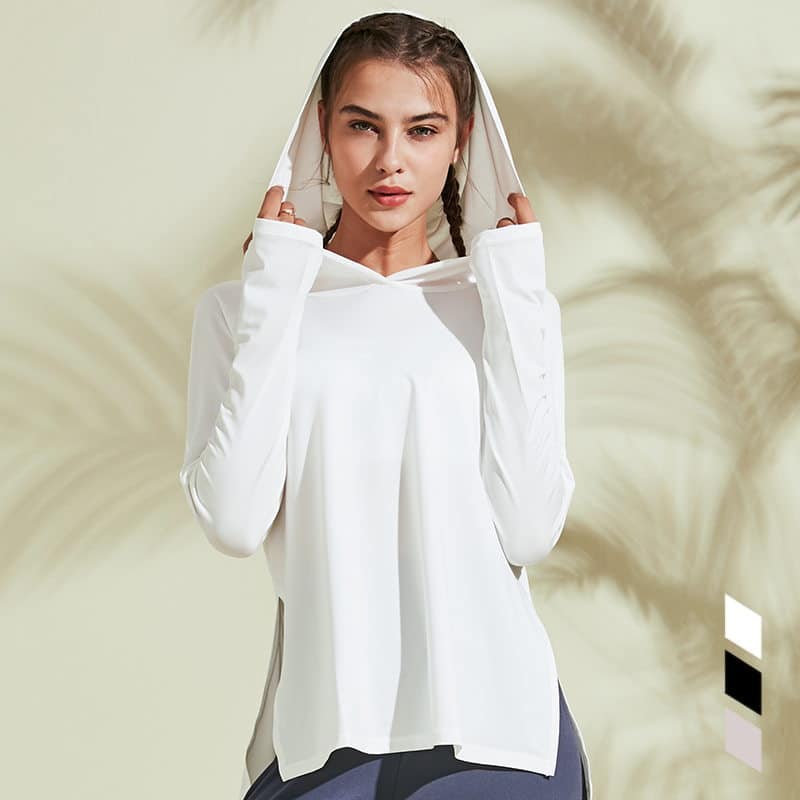 Women's Hooded Long Sleeve Fitness Top - Blue Force Sports