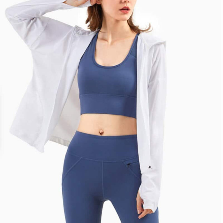 Women's Hooded Adjustable Sports Jacket - Blue Force Sports