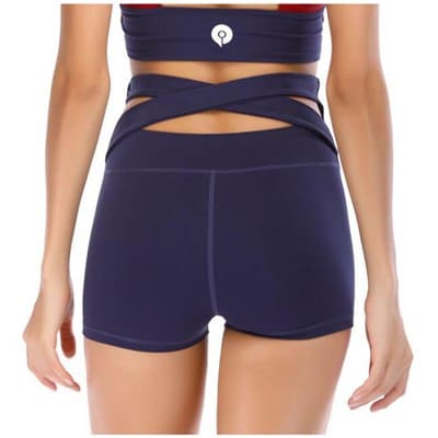 Crossed Straps Bandage High Waist Women's Sport Shorts - Blue Force Sports
