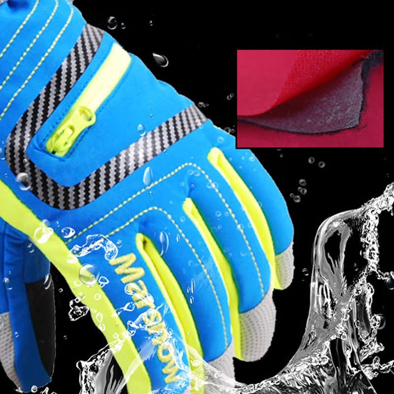 Professional Zipper Design Ski Gloves - Blue Force Sports