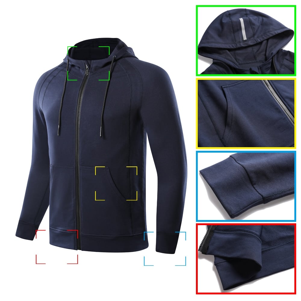 Men's Windproof Long Sleeve Hoodie - Blue Force Sports