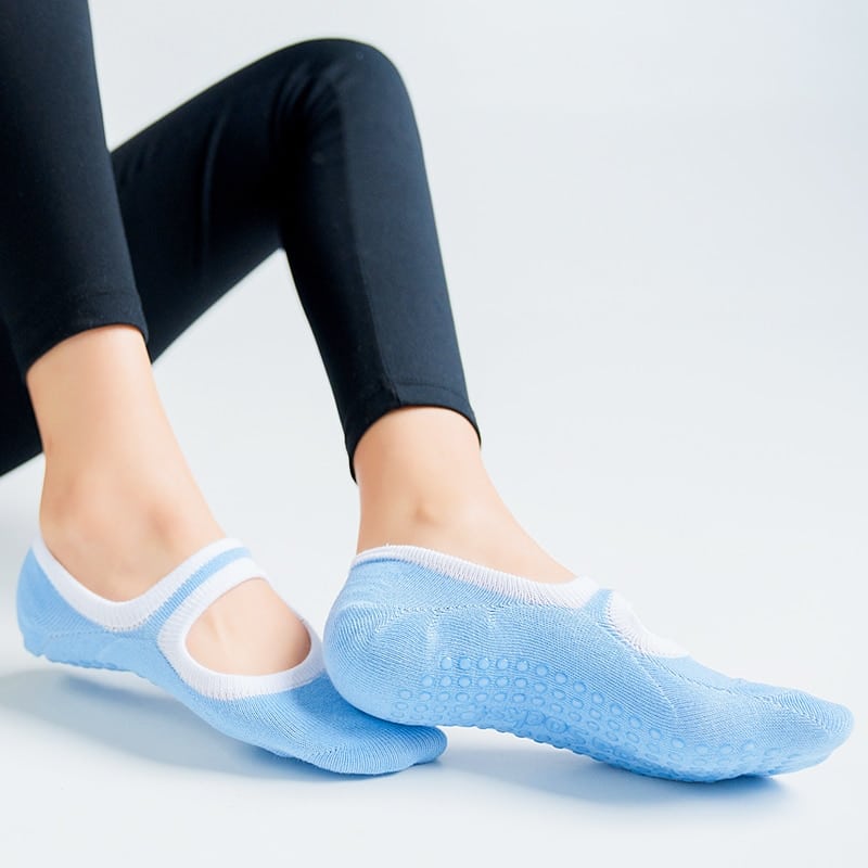Women's Comtrast Trim Yoga and Dance Socks - Blue Force Sports
