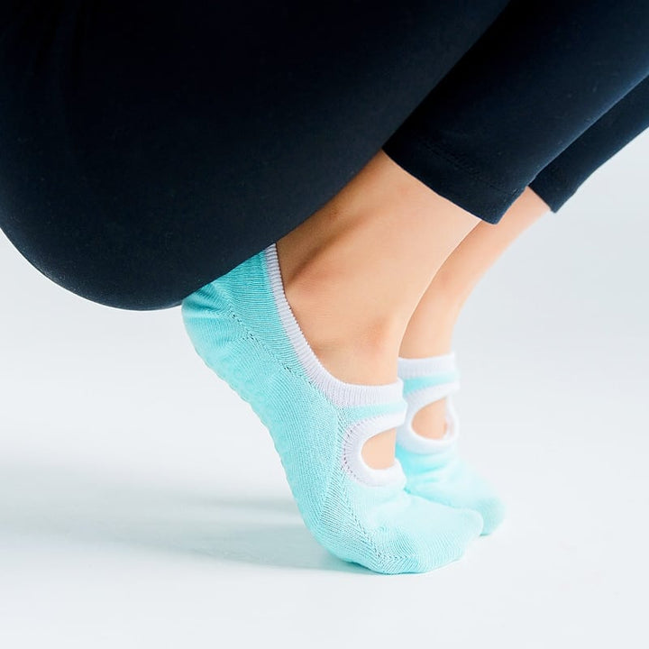 Women's Comtrast Trim Yoga and Dance Socks - Blue Force Sports