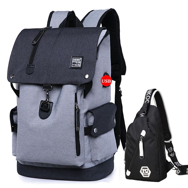 Stylish Multi-Space Men's Travel Laptop Backpack with USB - Blue Force Sports