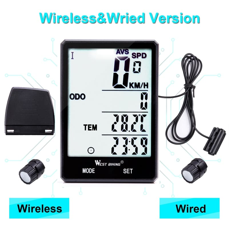 Wireless Waterproof Cycling Computer With Light - Blue Force Sports