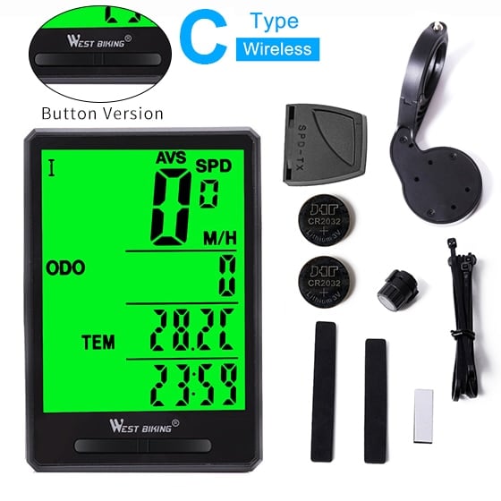 Wireless Waterproof Cycling Computer With Light - Blue Force Sports