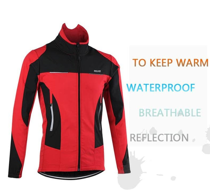 Windproof Men's Thermal Fleece Cycling Jacket - Blue Force Sports