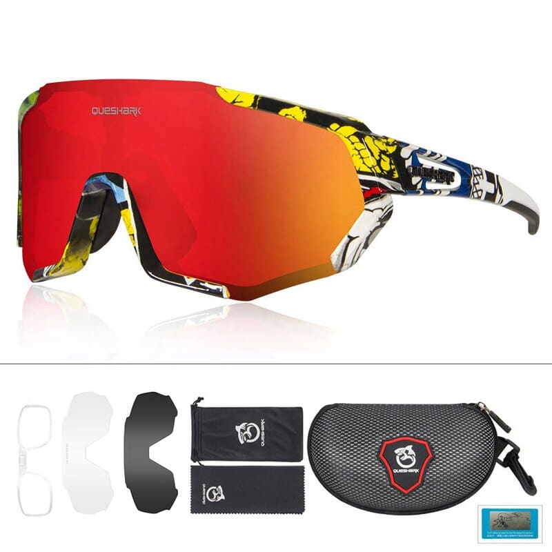 Geometric Design Polarized Cycling Sunglasses - Blue Force Sports