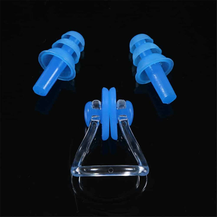 Soft Waterproof Silicone Swimming Nose Clip and Ear Plugs - Blue Force Sports