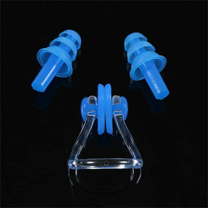 Soft Waterproof Silicone Swimming Nose Clip and Ear Plugs - Blue Force Sports