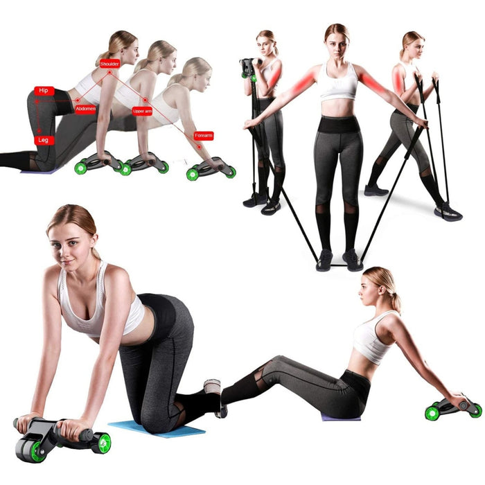 4 Wheels Ab Roller for Core Workout - Blue Force Sports