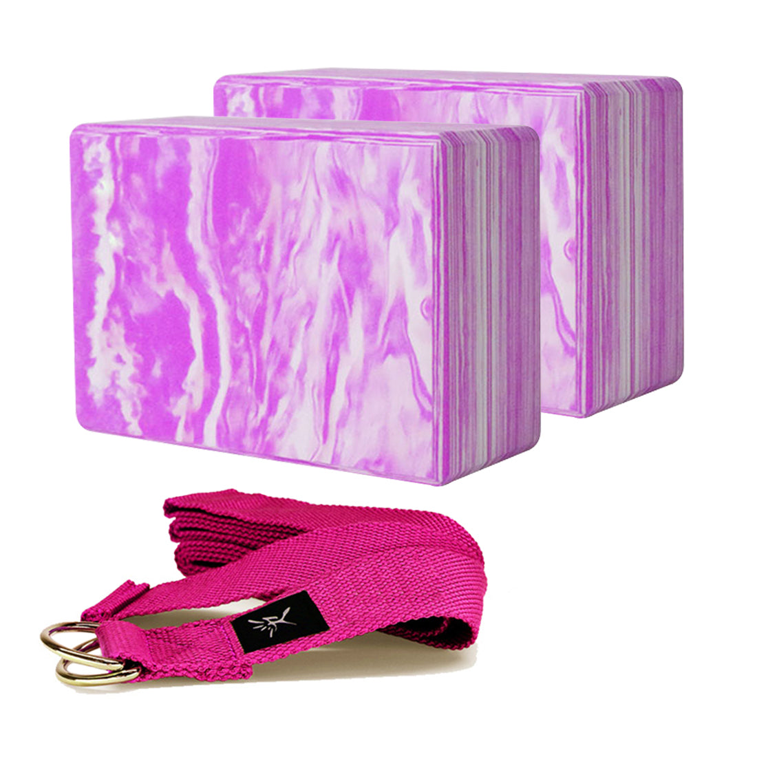 Anti Slip Patterned Yoga Block with Strap - Blue Force Sports