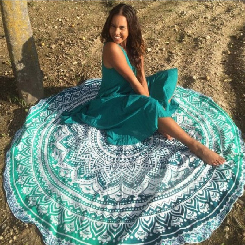 Round Printing Yoga Blanket - Blue Force Sports
