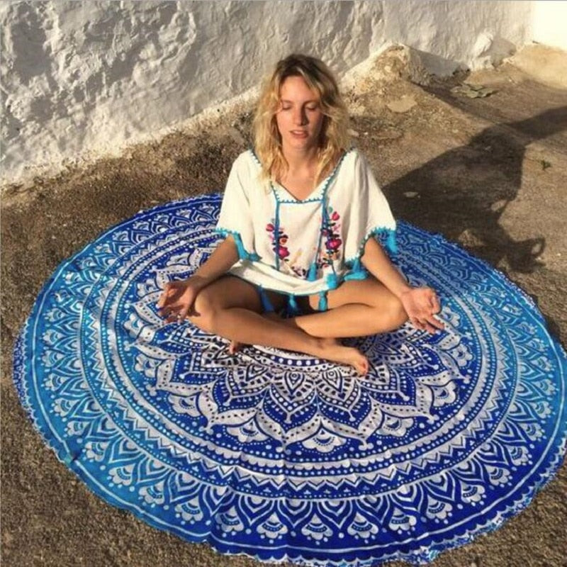 Round Printing Yoga Blanket - Blue Force Sports