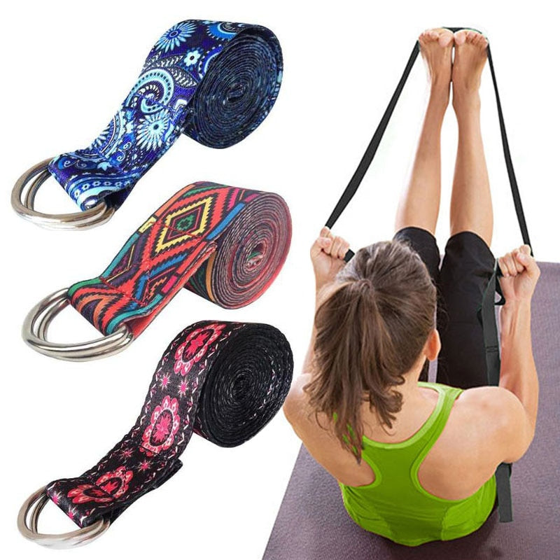 Printed Yoga Stretch Strap - Blue Force Sports