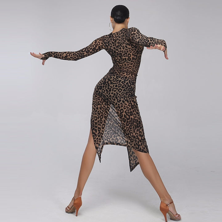 Latin Dance Leopard Dress - Blue Force Sports