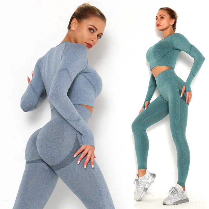 Yoga Seamless Clothing Set For Women - Blue Force Sports