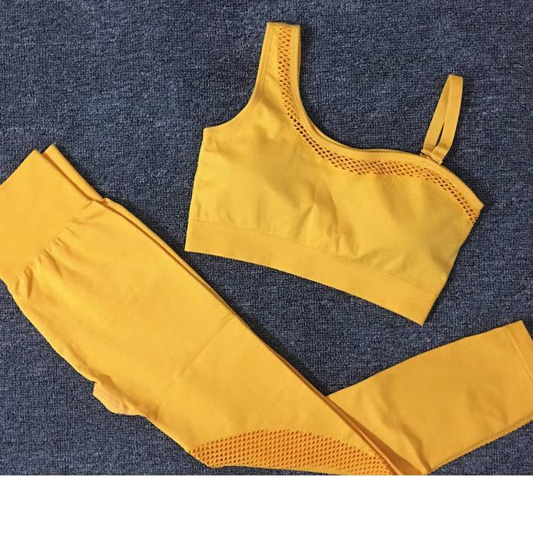 Solid Color Seamless Yoga Set for Women - Blue Force Sports