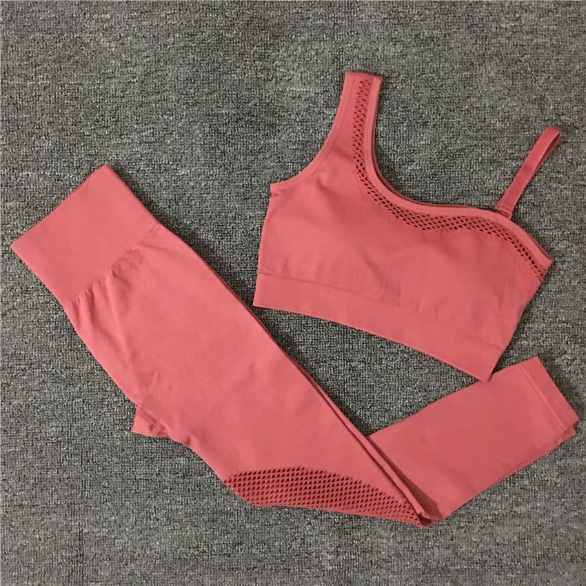 Solid Color Seamless Yoga Set for Women - Blue Force Sports