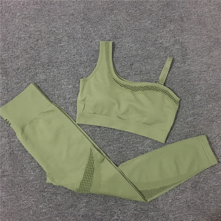 Solid Color Seamless Yoga Set for Women - Blue Force Sports
