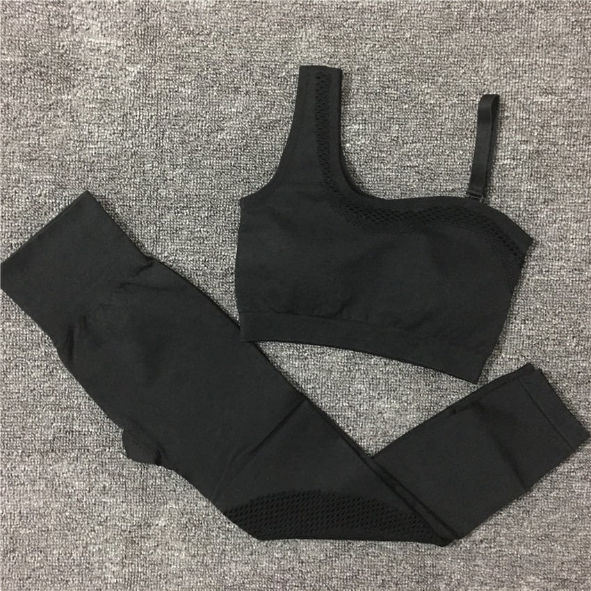 Solid Color Seamless Yoga Set for Women - Blue Force Sports
