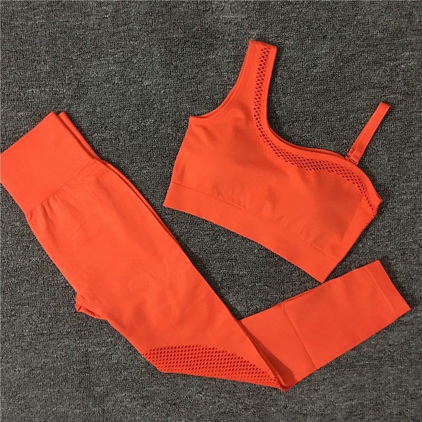 Solid Color Seamless Yoga Set for Women - Blue Force Sports