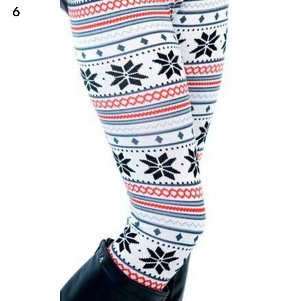 Women's High Waisted Leggings with Christmas Print - Blue Force Sports