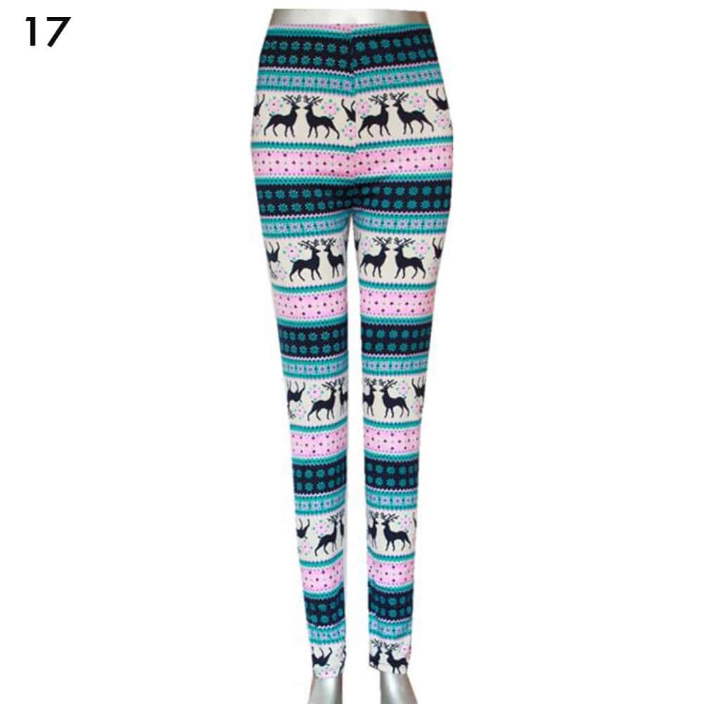 Women's High Waisted Leggings with Christmas Print - Blue Force Sports