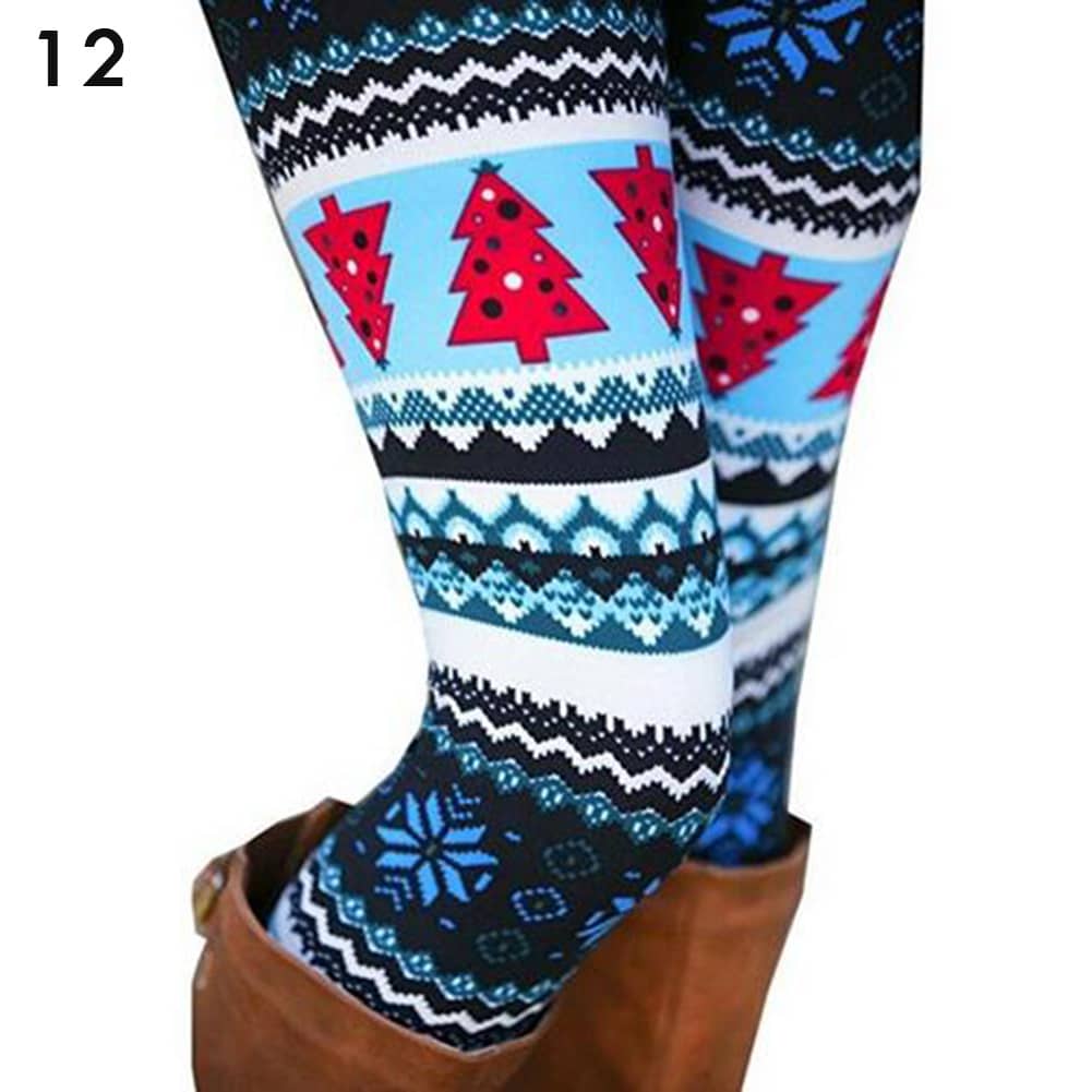 Women's High Waisted Leggings with Christmas Print - Blue Force Sports