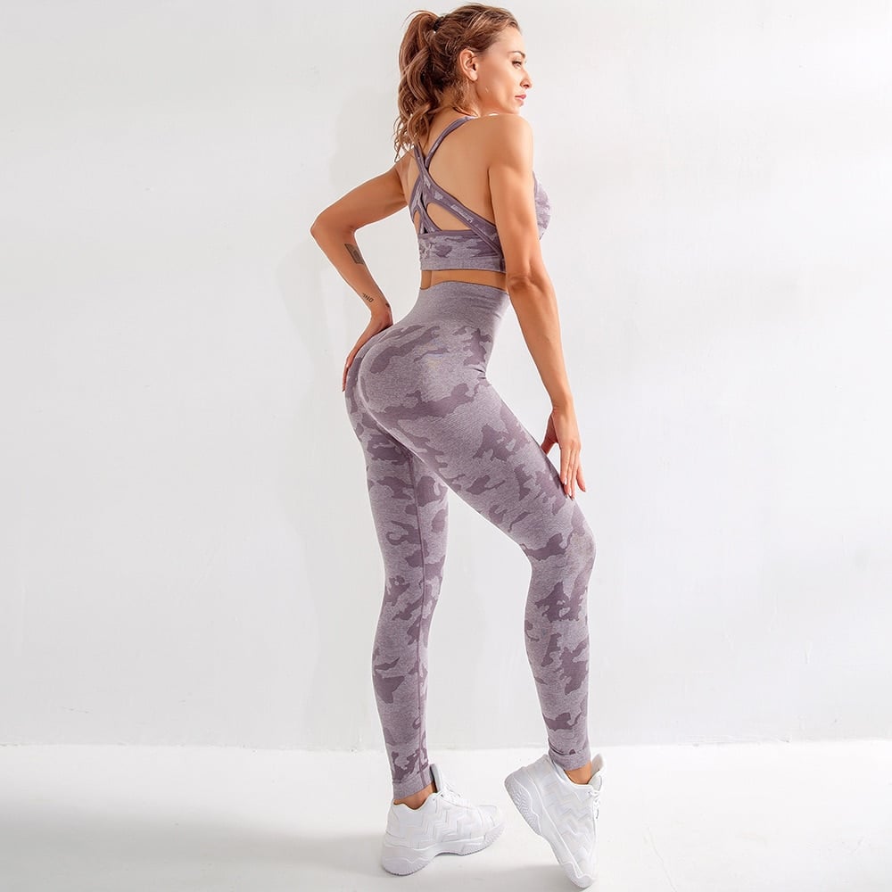 Yoga Seamless Camouflage Printed Sportswear for Women - Blue Force Sports