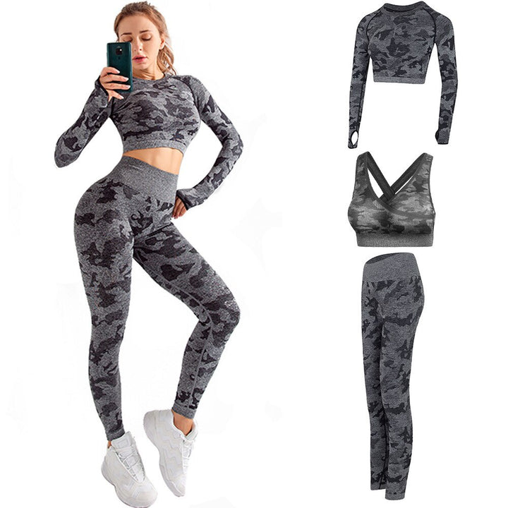 Yoga Seamless Camouflage Printed Sportswear for Women - Blue Force Sports
