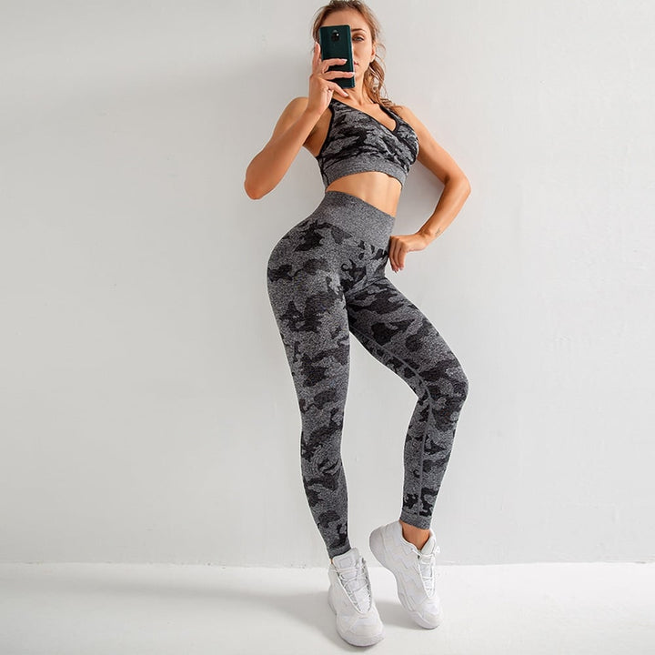 Yoga Seamless Camouflage Printed Sportswear for Women - Blue Force Sports