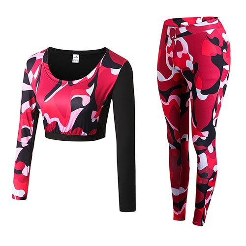 Women's Camouflage Pattern Sports Top and Leggings - Blue Force Sports