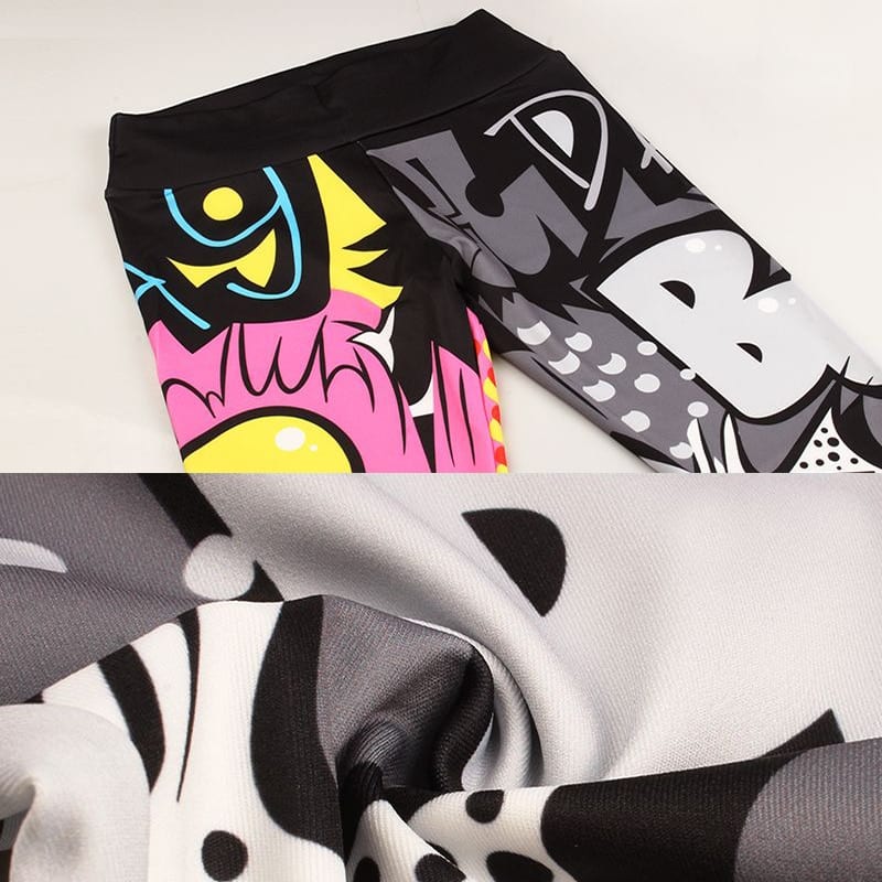 Women's Cartoon Stylized Leggings with Push Up - Blue Force Sports