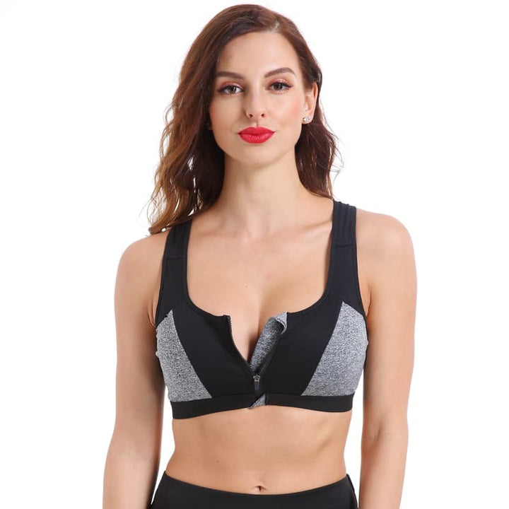 Women's Sexy Push Up Sports Bra with Front Zipper - Blue Force Sports