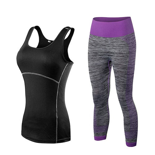 Women's Two Tone Sport Capris and Top Set - Blue Force Sports