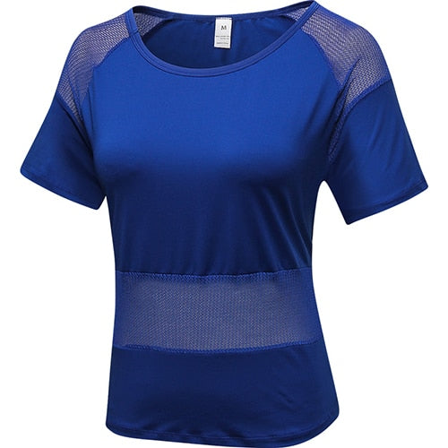 Women's Mesh Detail Sports T-Shirt - Blue Force Sports