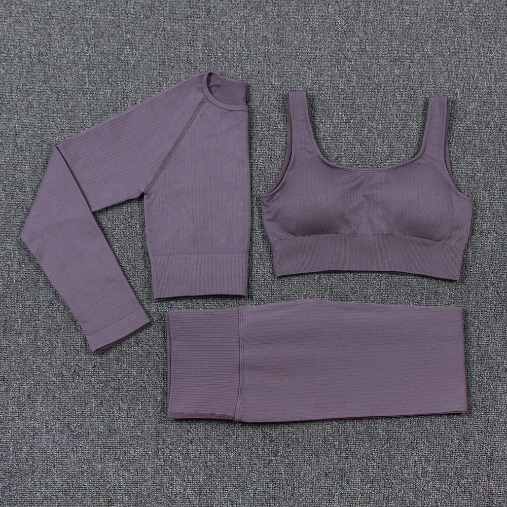 Women's Solid Color Sports Leggings and Bra Set - Blue Force Sports