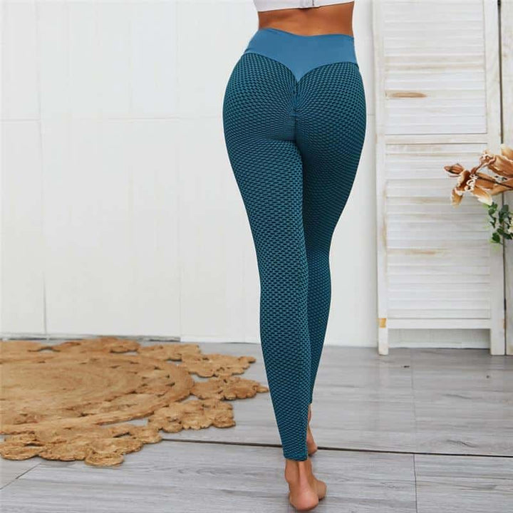 Women's High Waisted Push Up Fitness Leggings - Blue Force Sports