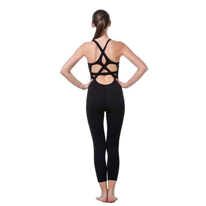 Crossed Back Straps Yoga Women's Bodysuit - Blue Force Sports