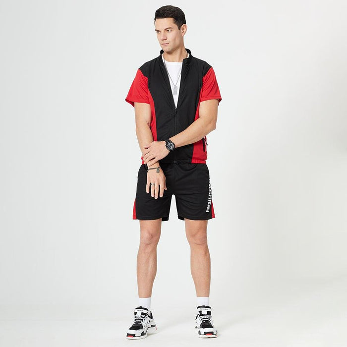 Men's Summer Short Sleeved Zipper Tracksuit - Blue Force Sports