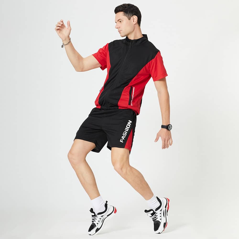 Men's Summer Short Sleeved Zipper Tracksuit - Blue Force Sports