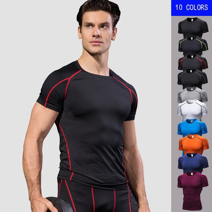 Quick Dry Fitness Compression T-Shirt for Men - Blue Force Sports