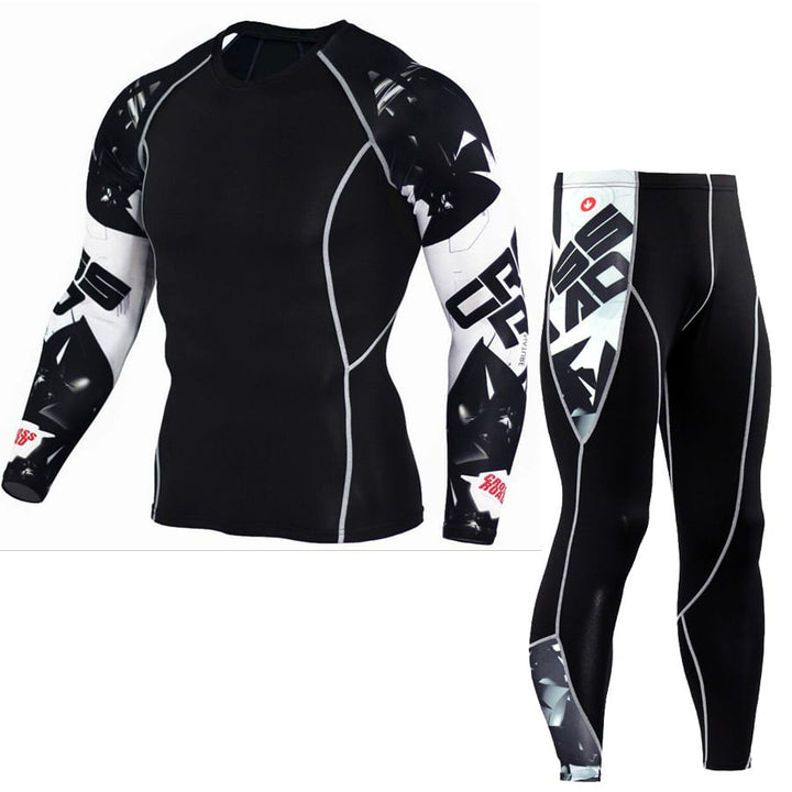 (Running Set) Men's Compression Tight Suit - Blue Force Sports