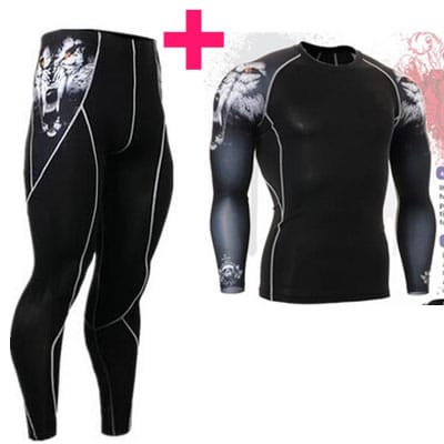 (Running Set) Men's Compression Tight Suit - Blue Force Sports