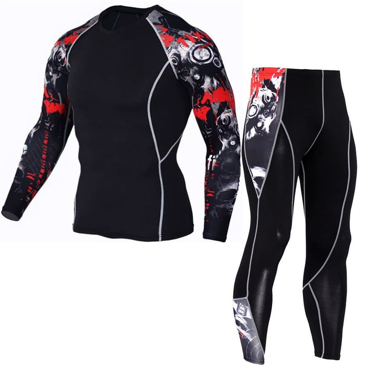 (Running Set) Men's Compression Tight Suit - Blue Force Sports
