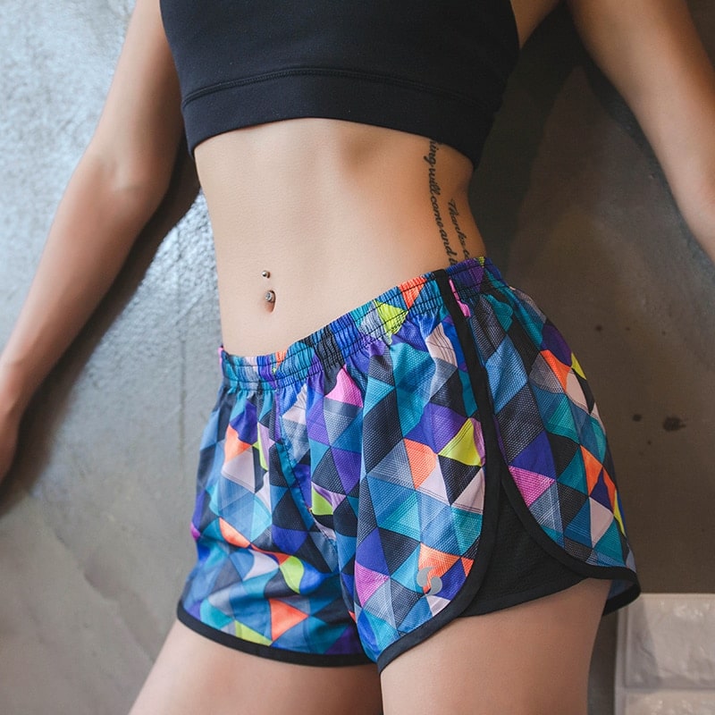 Women's Mosaic Pattern Sports Shorts - Blue Force Sports