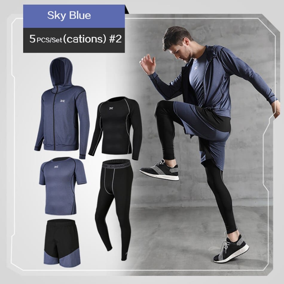 Men's Compression 5 pcs Set - Blue Force Sports