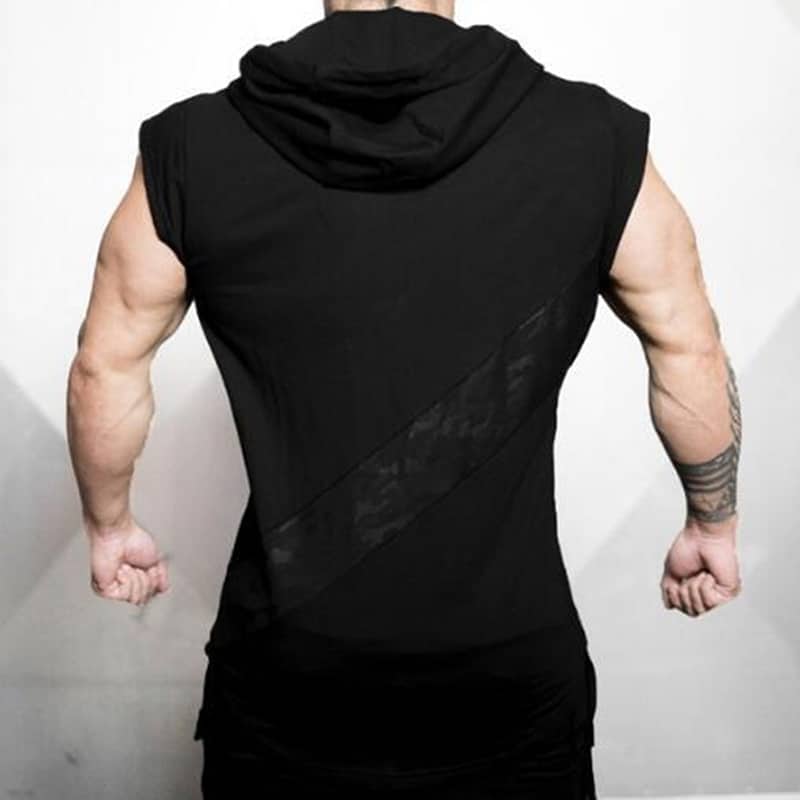 Men's Asymmetric Print Hooded Tank Top - Blue Force Sports